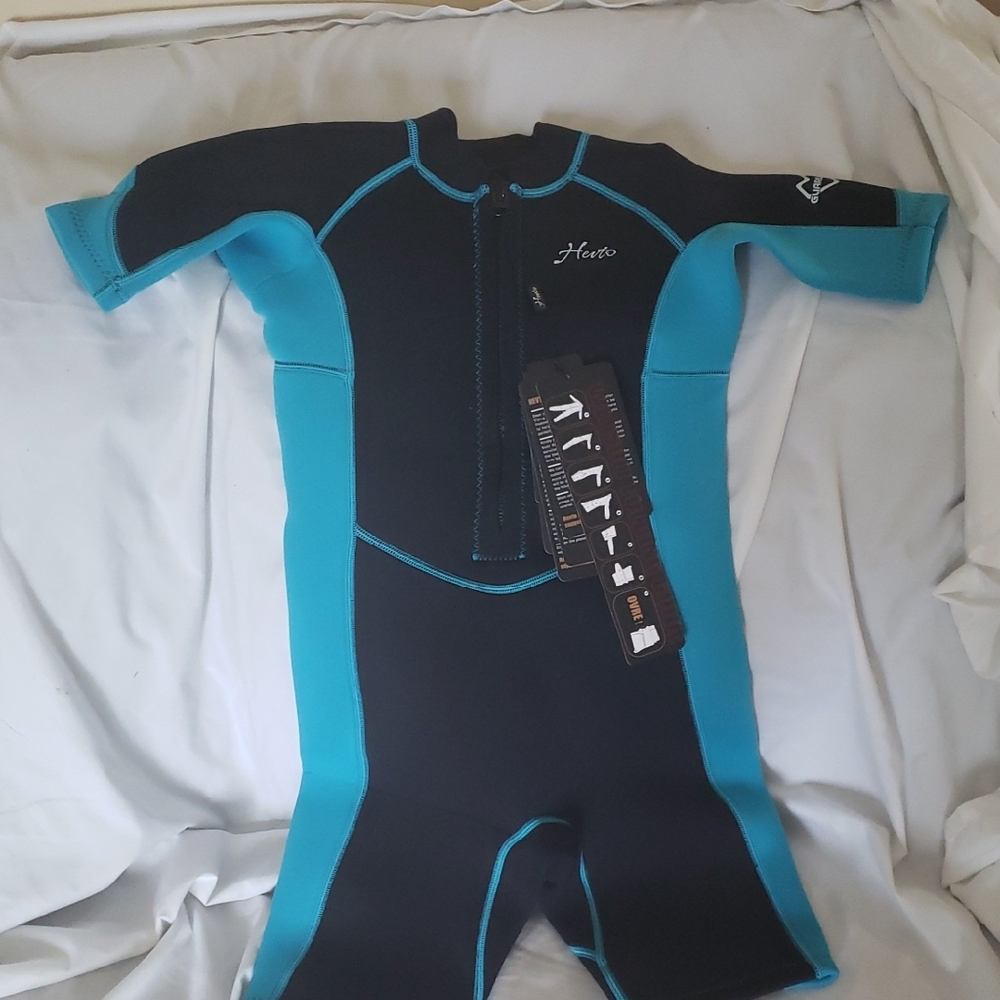 Blue and Black Short Sleeve Wetsuit